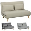 HOMCOM Schlafsofa 2-Sitzer Sofa mit Bettfunktion, Klappsofa mit Kissen