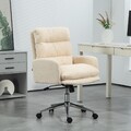 HOMCOM Bürostuhl Ergonomischer Schreibtischstuhl mit Armlehne Lammwolle Creme