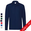 Fruit of the Loom Premium Long Sleeve Polo-Shirt Herren Langarmshirt Poloshirt