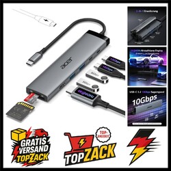 8 in 1 USB C Hub, 10Gbps USB-C auf HDMI Adapter 4K@60Hz, Dockingstation mit 2...