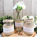 Windlicht Teelichthalter Vase Set Vintage Landhaus Deko Glas Flasche Tischdeko 