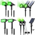 2er Set Grün LED Solarstrahler Solarleuchte Solarlampe Gartenstrahler Spot Light