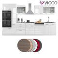 Küchenzeile Küchenblock Einbauküche R-Line 350 cm Weiß Arbeitsplatte Vicco
