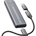 M.2 NVMe SATA NGFF Typ C USB 3.2 GEN 2 Adapter Externes SSD Gehäuse Case Grau
