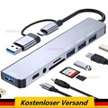 USB-C Hub 8-IN-1 Adapter 4K HDMI USB 3.0 LAN RJ45 Ethernet Micro SD Kartenleser