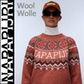 NP~200€ Napapijri Strickpullover S, Fair Isle dicker Wollpullover Norweger Lachs