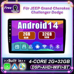Für Dodge Jeep Chrysler Android 14.0 Autoradio Navi GPS CarPlay DSP AHD 2GB+32GB