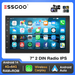 7 Zoll 2 DIN Apple Carplay Autoradio Android 14 64G GPS NAV RDS BT IPS WiFi Kam