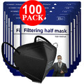 100 x FFP2 Maske Atemschutzmaske Schwarz Zertifiziert 5-Lagig Mundschutz CE2163