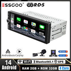 1 DIN 2+32G Autoradio Android 14 Carplay GPS Navi RDS Bluetooth WIFI USB KAM MIK