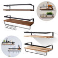 2er Set Wandregal Hängeregal Wandboard Holzregal Küchenregal Badregal mit Haken