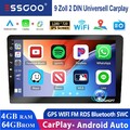 9" 4+64G Chat-GPT-AI Carplay Autoradio 2 DIN Android 15 GPS NAVI RDS WiFi BT SWC