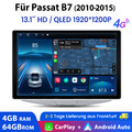 13.1"Android13 Autoradio Carplay Für Passat B7 10-2015 WIFI 4G BT DAB+ GPS 4+64G