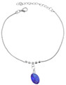 Modeschmuck Fußkettchen silberfarbig mit blauen Stein