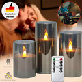 3er Set LED Kerze Kerzen mit Timer Batterie für Außen Licht flackernd Outdoor