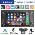 Autoradio 2+32G Android 12 Carplay GPS RDS BT MIK Kam Für VW Touareg T5 Multivan