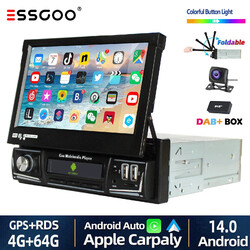 DAB+ Autoradio 1 DIN 4+64G Android 14 7" Carplay Touch-Screen GPS NAVI WIFI KAM