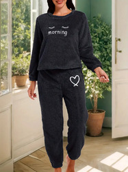 Damen Schlafanzug Pyjama Winter Fleece Kuschelig Flauschig Warm Weich Frauen Set