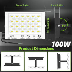 2X 100W 200W LED Fluter Flutlicht Baustrahler Scheinwerfer Garten Außenleuchte