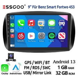 Für Benz Smart Fortwo Forfour 453 2014-19 Autoradio Android13 Carplay KAM GPS BT