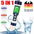 5 in 1 Digital Messgerät PH/EC/TEMP/SALT/TDS Tester Pen Trinkwasser Prüfer NEU