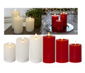 LED Wachs-Kerze "3D FLAMME FLOW" mit Timer flackernd Stumpen-Kerzen Blockkerze