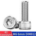 M6 DIN912 Zylinderschraube Innensechskant Kopf Schrauben A2 Edelstahl VA V2A M6x