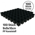 100 Anzuchttöpfe 9x9x10cm viereckig Pflanztopf stabil Kunststoff wiederverwendba