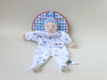 Die Spiegelburg Wichtel Puppe weiß / blaue Sterne Baby Glück Schmusetuch (T187)