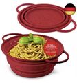 Coolinato Sieb |aus platin-silicon|Gemüse-Nudelsieb 24er Durchschlag| Rot