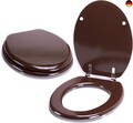 MSV 140302 WC-Sitz Toilettendeckel MDF Holzkern ?Schokobraun? Scharniere aus
