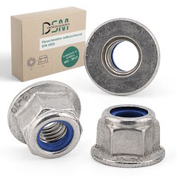 Flanschmuttern selbstsichernd DIN 6926 - Edelstahl A2 - glatt - Größen M3-M12