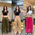 Everyday Wear High Waist Cargohose mit bequemer Passform und Seitentaschen