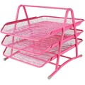 3-Stufige Rosa Mesh Briefablage A4 - Dokumentenablage Metall Ablage Schreibtisch