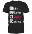 Lustiges Eat Sleep Anime Repeat Otaku Manga Geschenk Japan Kanji Weeb T-Shirt
