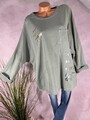 LÄSSIGES oversize sweat Shirt  Italy metallic Print SALBEI  42 44 46