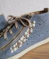 Rieker Damen Schuhe Gr 42 Boots Sneaker Halbschuhe Perlenbesatz + Blinkies 
