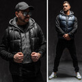 Weste Bodywarmer Steppweste Übergangs Zip Ärmellos Unifarben Herren BOLF Kapuze