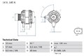 Lichtmaschine Generator für Audi A1 A3 Cabrio 2008 - 2012 Bosch 0986083140