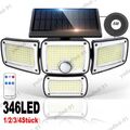 346 LED Solarleuchte mit Bewegungsmelder Außen Strahler Garten Wand Fluter Lampe