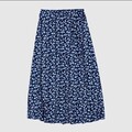 NEU Leichter Sommer Maxi Rock S/36 Lang Blau Weiß Geblümt Damen A-Linie Viskose 