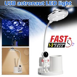 Kinder Schreibtischlampe LED Nachttischlampe Leselampe Astronaut Projektor Lampe
