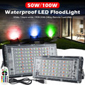 1/2x Scheinwerfer LED Fluter Außen Strahler 50W RGB Mit Fernbedienung Flutlicht
