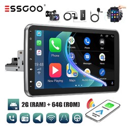 10" Android 14 64GB DAB+ Autoradio Carplay GPS 1 DIN Drehbarer Bildschirm Kamera