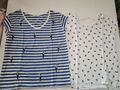 2 x  T-Shirt Damen Esprit Gr. S blau und weiß Tukan-Motiv