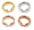 Edelstahlringe Damen Frauen Fingerring 9mm rose silber Band Edel Strass Zirkonia