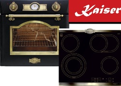 Herdset Autark Kaiser Empire Black Einbau Backofen 67L+Glaskeramik Kochfeld 60cm