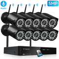 5MP FUNK WLAN Überwachungskamera Set Außen Metall Kamera Audio 10CH 2TB NVR