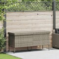 Gartentruhe mit Rollen Hellgrau 160x55x75 cm Poly Rattan