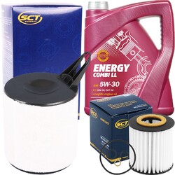 FILTERPAKET SET + 5L 5W-30 MOTORÖL MANNOL COMBI LL für BMW 1ER E87 3ER E90-E93